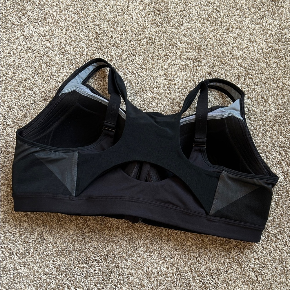 Champion Black Front-Zip Supportive Sports Bra, X Large Sizing - See Photos - Picture 2 of 9
